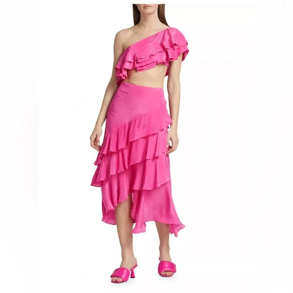NWT FARM Rio [2-Pc] Marocaine Asymmetric Ruffle Skirt &  Ruffle Top - Picture 12 of 12